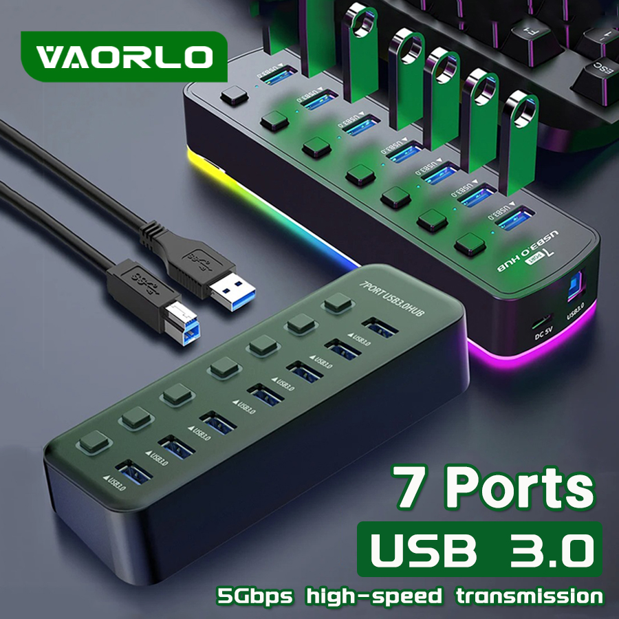 Esports Gaming Splitter - RGB USB 3.0 ハブ 7 ポートデータポートアダプタ