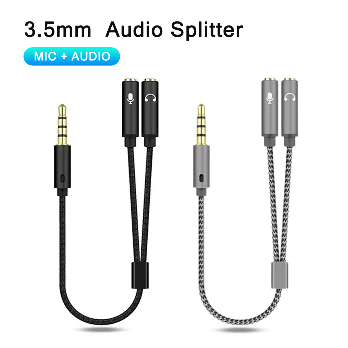 Esports Gaming Splitter - ヘッドセット スプリッター 3.5mm オーディオ + マイク