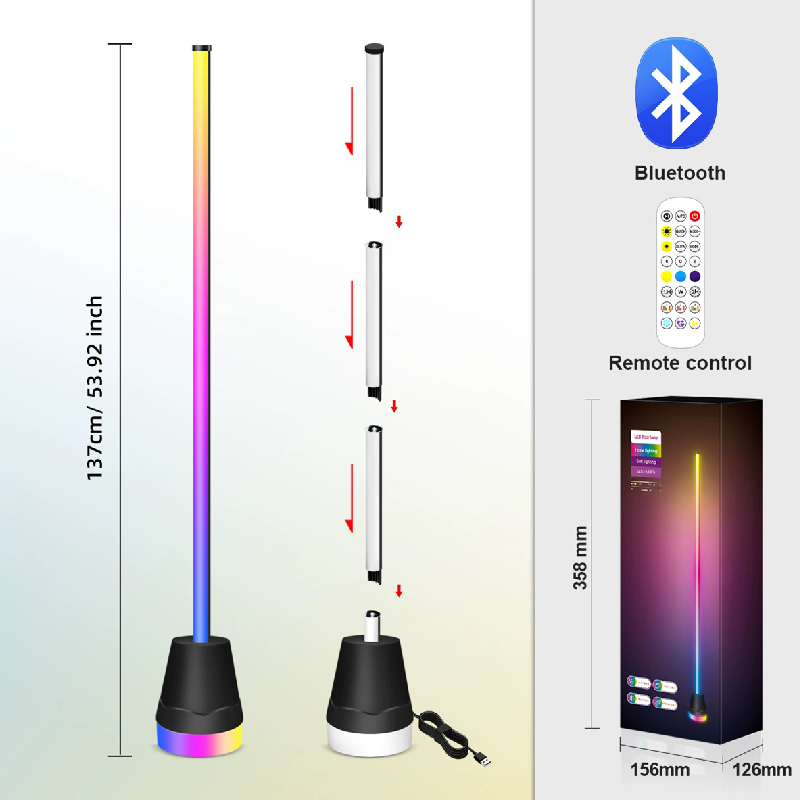 Esports Gaming Remote - 2026 RGBフロアランプ Bluetooth LEDスタンディングランプ 音楽同期 カラフルな雰囲気ライト