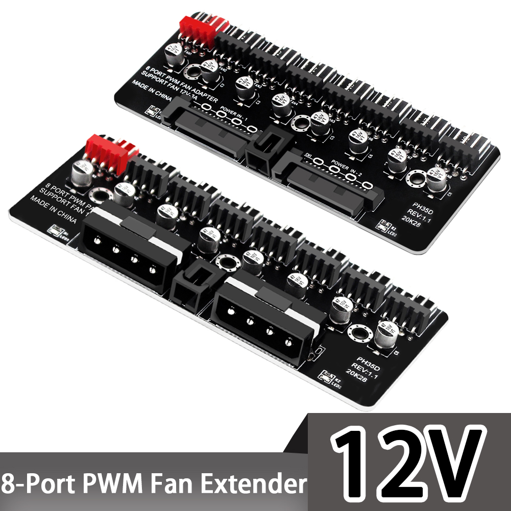 Esports Gaming Splitter - PC 1-8 チャンネル 4Pin PWM 冷却ファンハブ