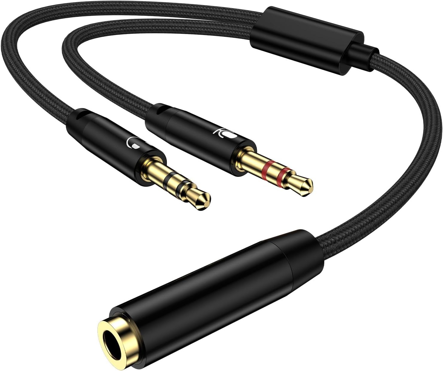 Esports Gaming Splitter - 3.5mmヘッドフォンマイクスプリッター 1メス-2オスオーディオアダプターケーブル PCゲーミングヘッドセット、ラップトップコンピュータースピーカー、TRRSデバイス用