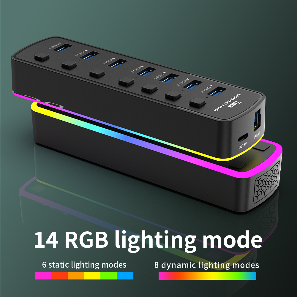 RGB USB 3.0 ハブ 7 ポートデータポートアダプタ - Esports Gaming Splitter のレビューと価格
