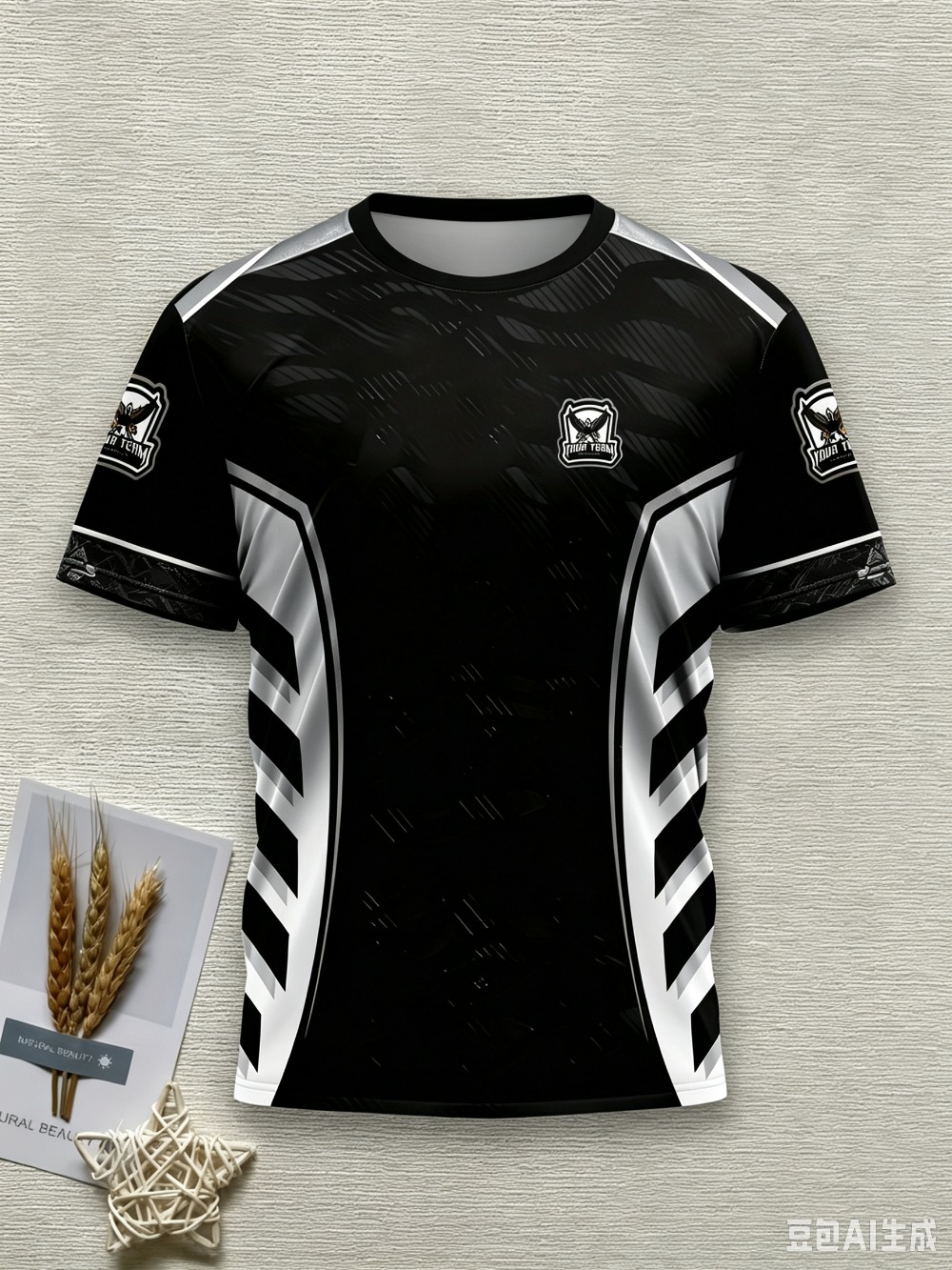 メンズゲーミングeスポーツチームジャージTシャツ、黒・金・白 - Esports Gaming Logo のレビューと価格