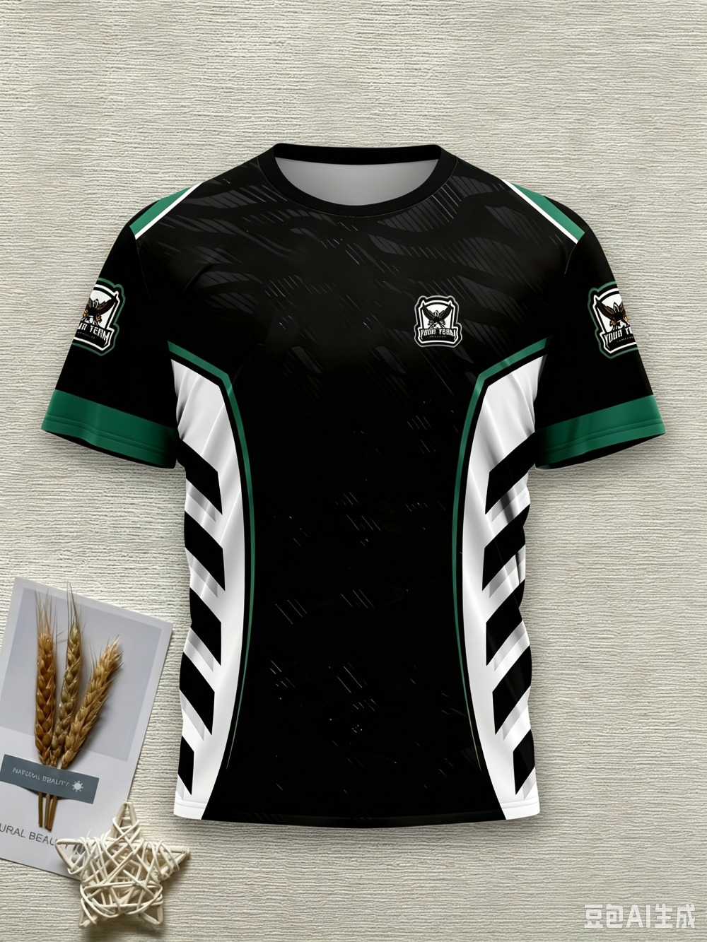 メンズゲーミングeスポーツチームジャージTシャツ、黒・金・白 - Esports Gaming Logo のレビューと価格