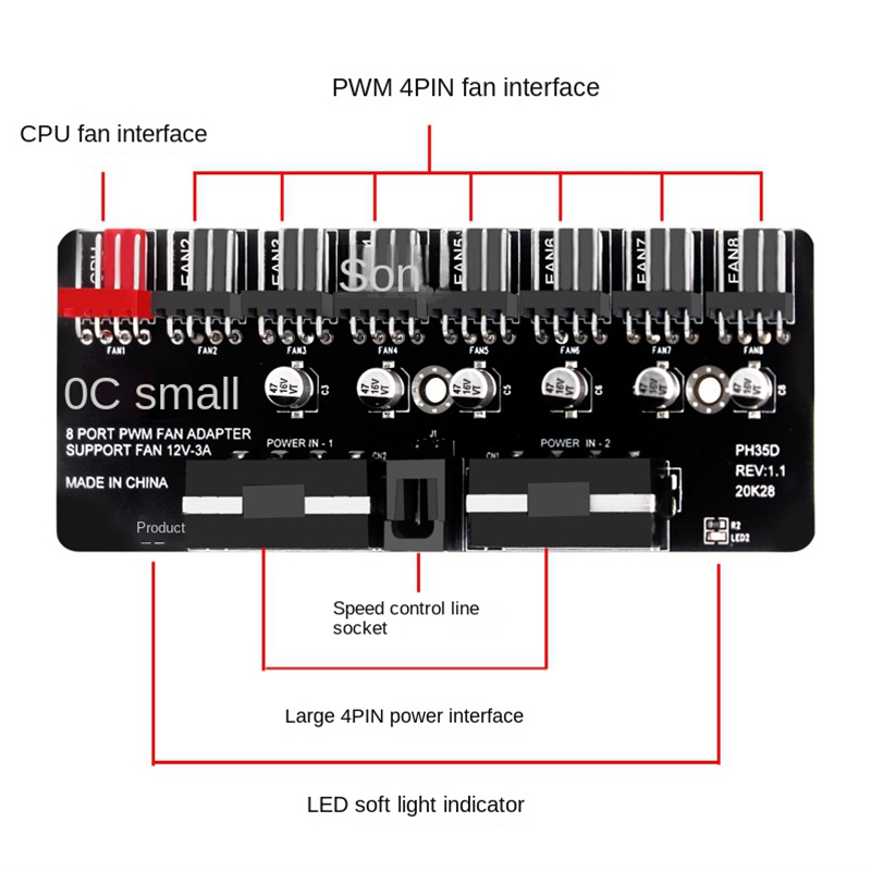 PC 1-8 チャンネル 4Pin PWM 冷却ファンハブ  - Esports Gaming Splitter のレビューと価格